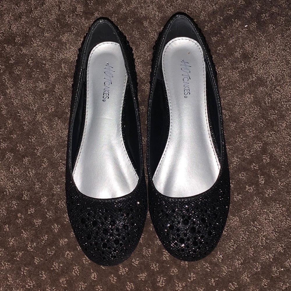 Black jeweled flats